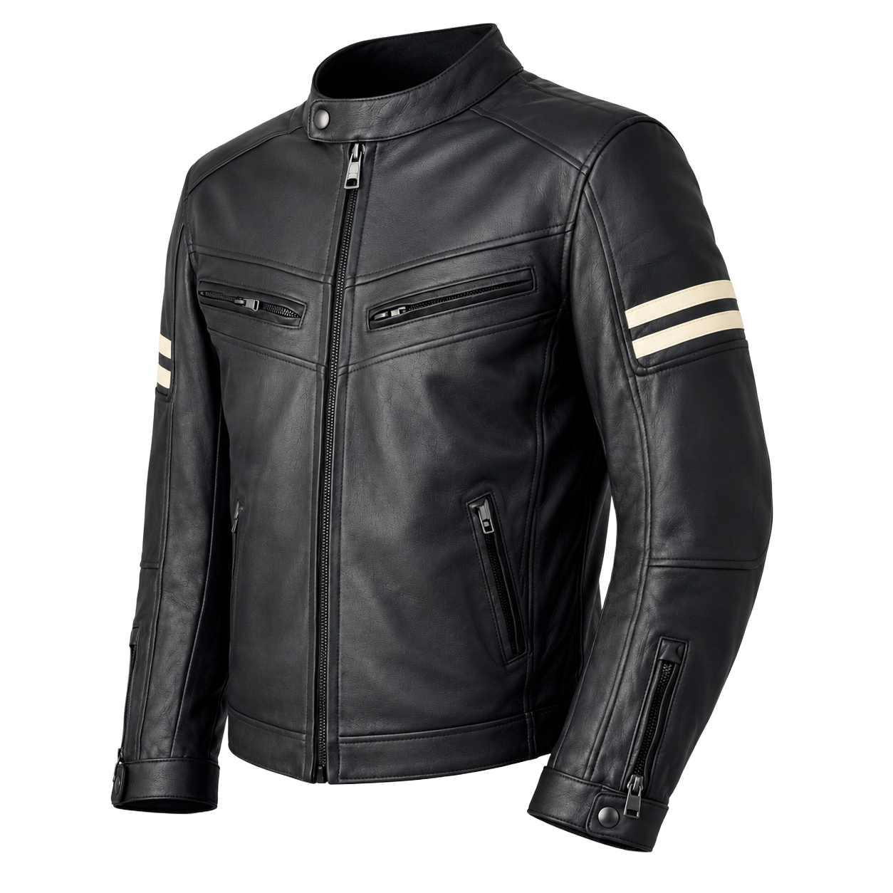 Nexo Street Leather Jacket Black Beige3.png