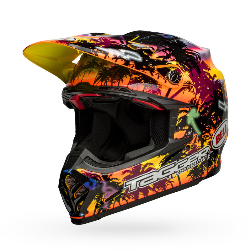 bell moto 9s flex dirt motorcycle helmet tagger tropical fever gloss yellow orange front left.jpg