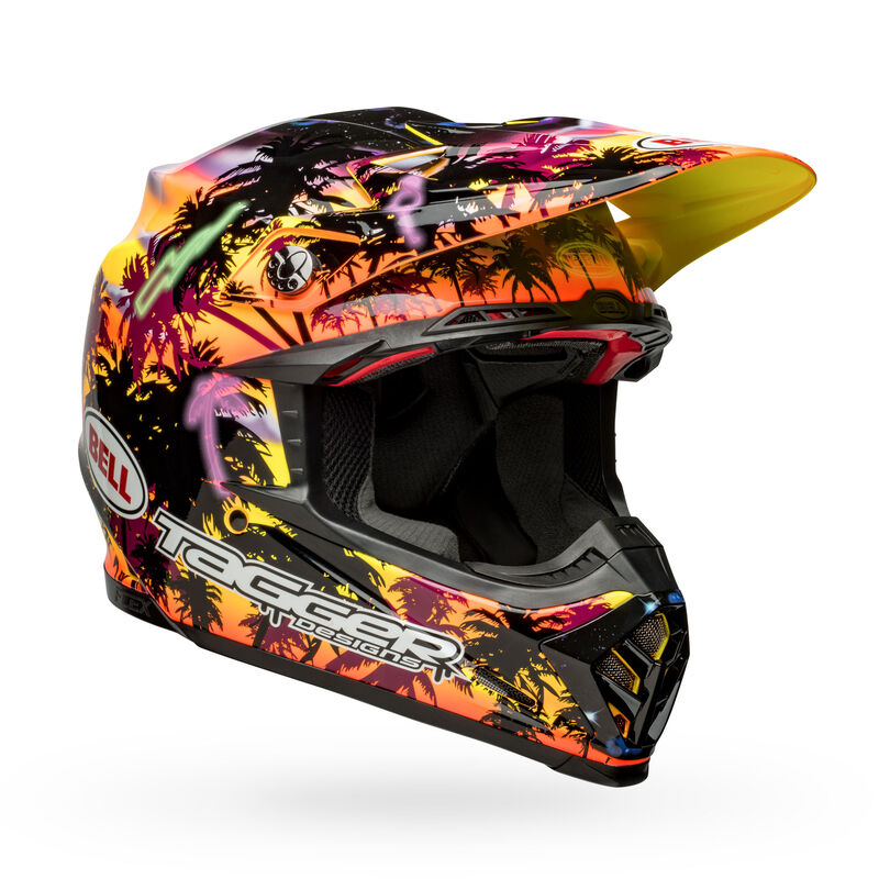 bell moto 9s flex dirt motorcycle helmet tagger tropical fever gloss yellow orange front right.jpg